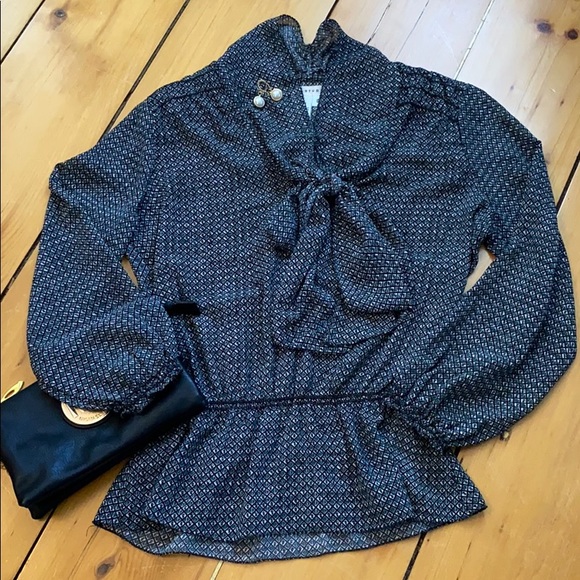 Max Studio Tops - Max Studio peplum top, front tie, elastic cuffs.